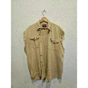 Bikerwear. Tan Biker Shirt. 2lx.